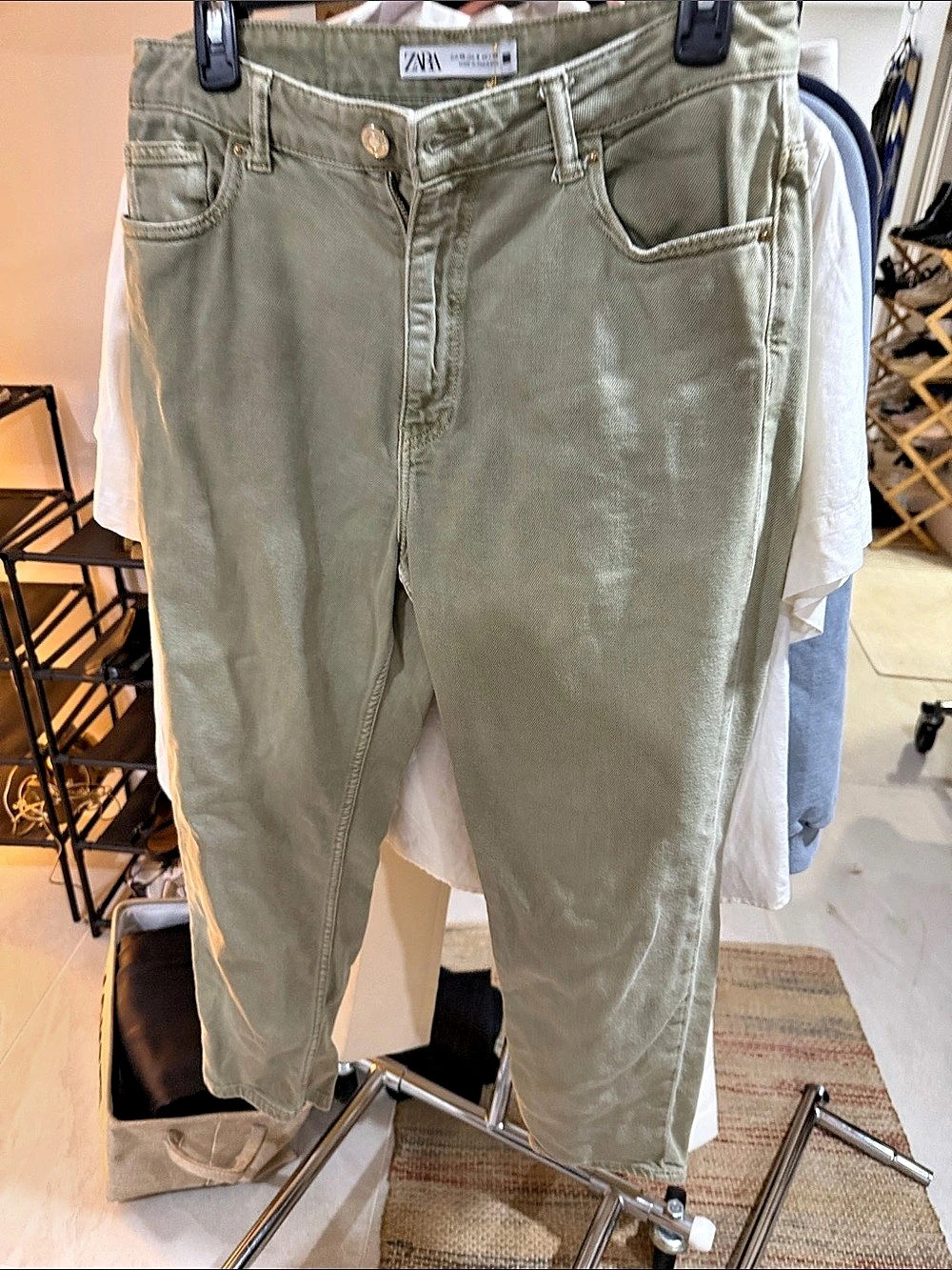 Zara Sage Green Skinny Jeans Size Medium Like New